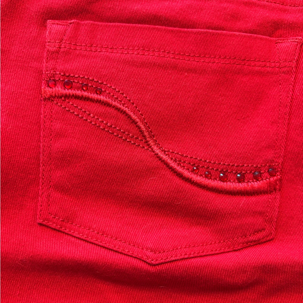 Red Denim Jean Shorts, Size 12, Roz & Ali - Picture 3 of 8